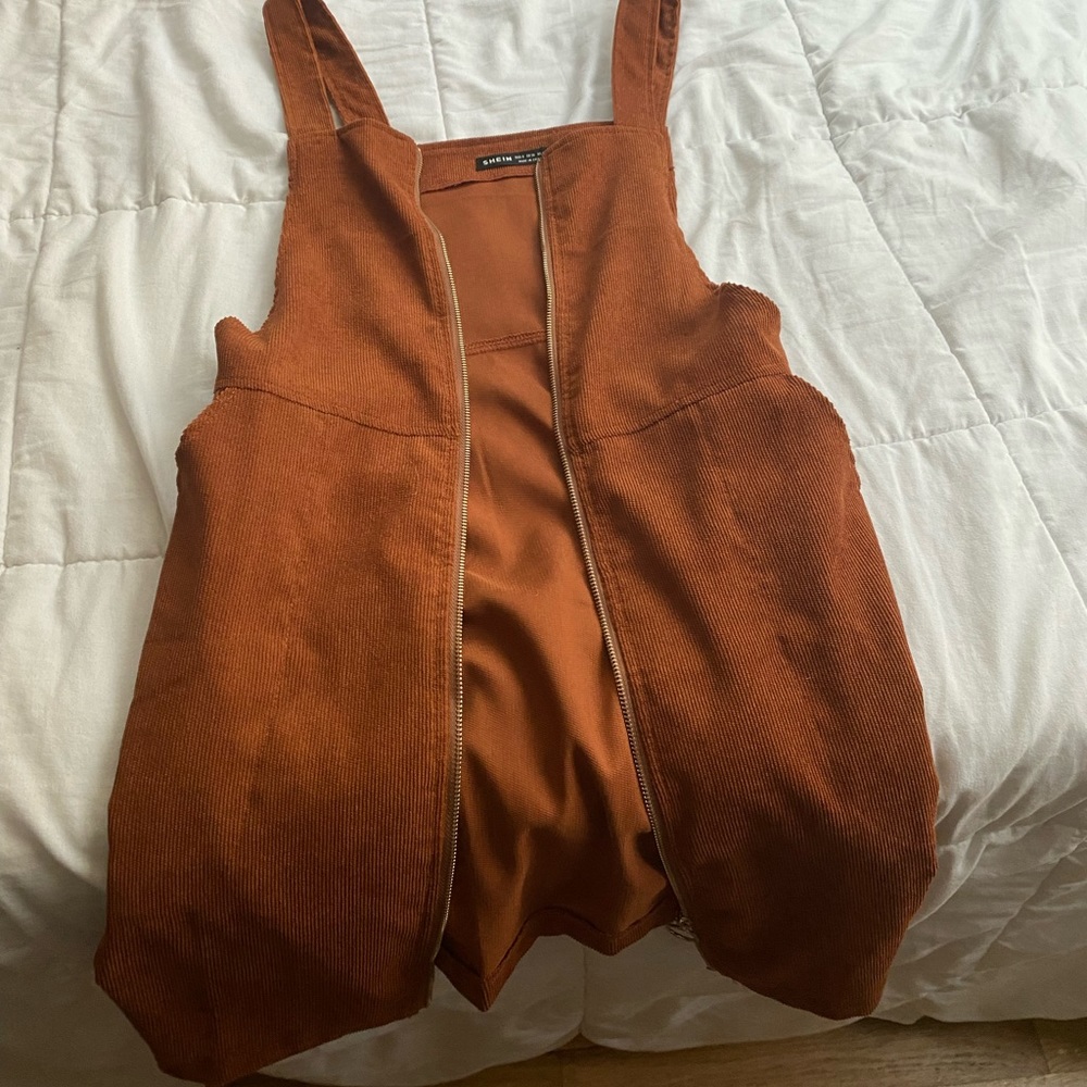 orange/brown zip up dress
